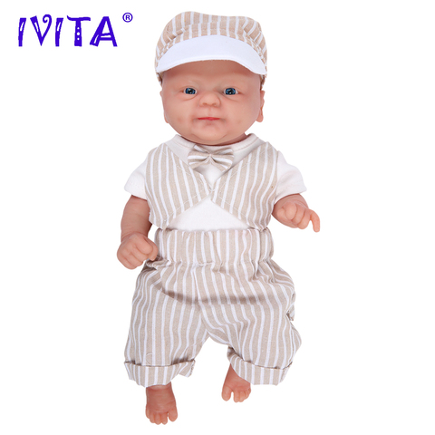 IVITA-muñecas Reborn realistas de silicona suave para niños, juguete de cuerpo completo de 14 pulgadas, 1,65 kg, Ojos de bonecas de imitación, sonrisa abierta, WB1512 ► Foto 1/6