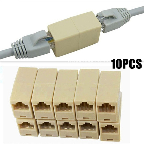 Herramientas de Internet de aleación nueva, acoplador RJ45 CAT5, adaptador de enchufe, Cable de red LAN, extensor, conector para interior del hogar, 10 Uds. ► Foto 1/5