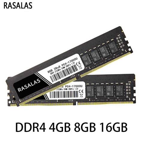 Rasalas-memoria RAM negra para ordenador de escritorio, 4GB, 8GB, 16G, 2RX8, DDR4 2133, 2400, 2666Mhz, PC4L19200, 10600U, 1,2 v, 288 pines ► Foto 1/6