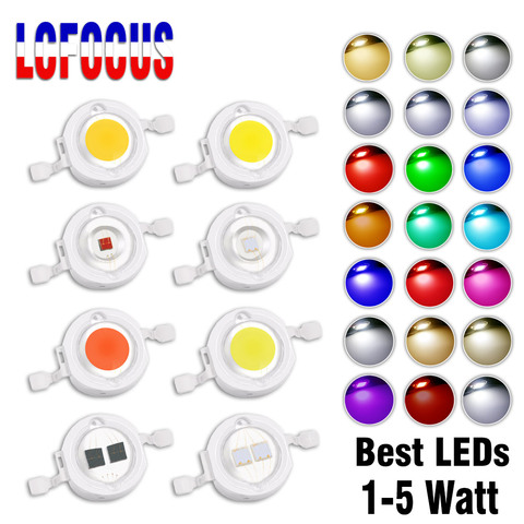 Alto brillo LED COB Chip 1W 3 W 5W blanco frío, cálido, Natural 660nm 440nm rojo verde azul espectro completo 1 3 W Watt para bombillas de lámpara ► Foto 1/6