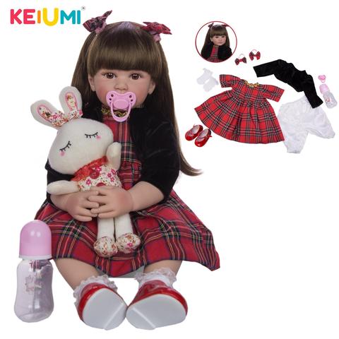 Muñecas KEIUMI Reborn de 24 pulgadas, 60 cm, cuerpo de tela, muñeca realista de princesa para niña, muñeca étnica para la venta, regalos de Navidad de cumpleaños para chico ► Foto 1/6