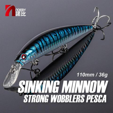 NOBEY-señuelo de pececillo que se hunde, 110mm/36g, cuerpo láser, Wobbler duro, señuelo de pececillo de pesca, ojos 3D, anzuelo triple, cebo de pesca Artificial ► Foto 1/6