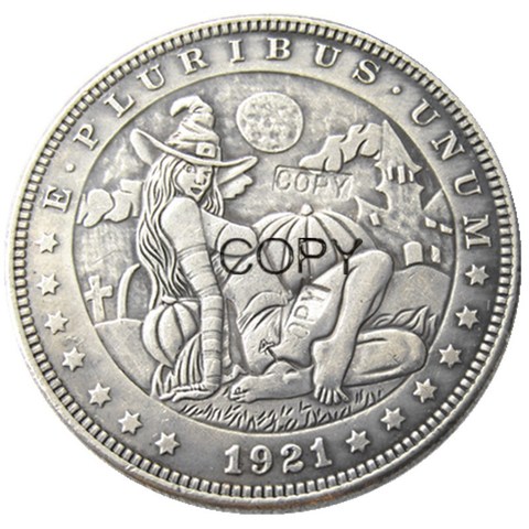 HB(75) nos bolso 1921 Dólar Morgan chapados en plata copia monedas ► Foto 1/2