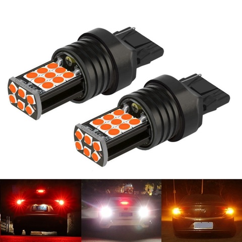 Bombillas LED de freno trasero para coche, intermitentes T20 7440 W21W WY21W superbrillantes, lámpara de marcha atrás para automóvil, luces de circulación diurna, 2 uds. ► Foto 1/5