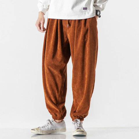 Pantalones bombachos de pana para hombre y mujer, pantalones de chándal para correr de algodón de talla grande, ropa de calle informal, 5XL ► Foto 1/6
