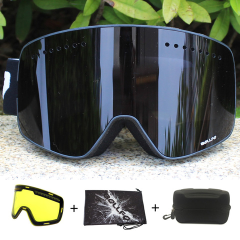 Gafas de esquí magnéticas de doble capa para hombre y mujer, lentes antiniebla UV400, gafas de Snowboard, gafas de esquí, gafas con estuche ► Foto 1/6