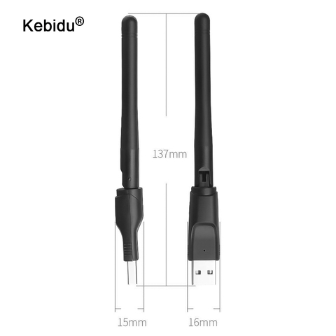 Kebidu 150Mbps inalámbrico USB WiFi adaptador 2,4 GHz tarjeta de red WLAN USB WiFi receptor 2DB Wifi antena ► Foto 1/6