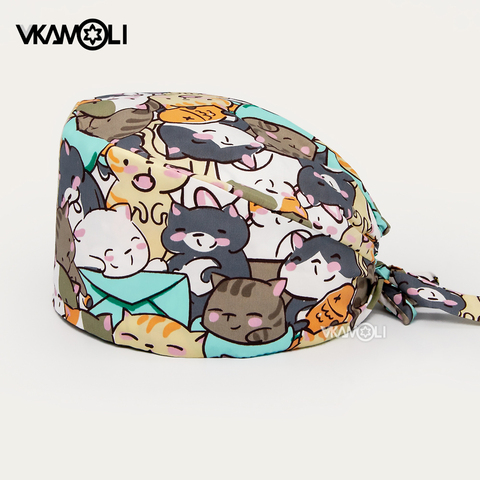 Gorros con estampado de animales para mujer, ropa de trabajo para tienda de mascotas, transpirable, para laboratorio, enfermería, venta al por mayor ► Foto 1/6