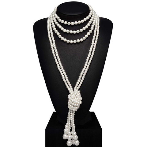 Collar de perlas de imitación para decoración artística, cuentas de 1920s, accesorios de Gatsby, joyería Vintage para disfraz ► Foto 1/6