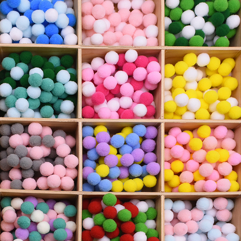 Bolas de borlas multicolores para manualidades, decoraciones creativas, Pompones suaves de felpa esponjosa, suministros de costura, 100 Uds. ► Foto 1/6