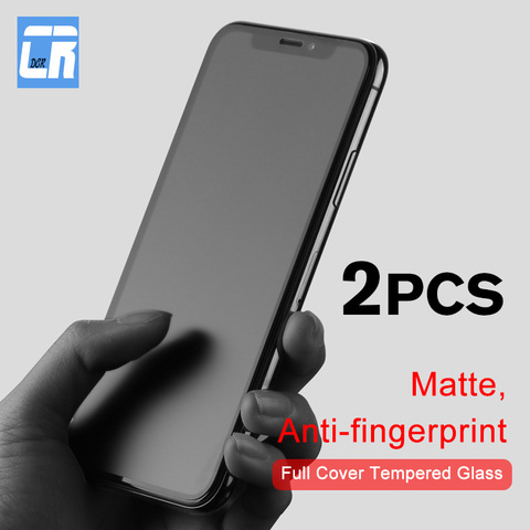 Protector de pantalla para iPhone, vidrio templado mate sin huella dactilar para iPhone 11 12 XS Max Pro, X XR 6S 7 8 Plus, vidrio esmerilado, 2 uds. ► Foto 1/6