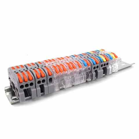 PCT-211 de Conector de Cable Universal, Cable eléctrico de carril Din compacto y rápido, lámpara de luz LED, bloque de terminales de Conductor de cableado ► Foto 1/6