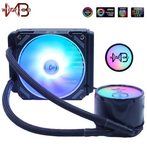 Wovibo-Ventilador de refrigeración por agua para CPU, dispositivo de ventilación RGB ARGB para Intel LGA 1150 1151 1155 1200 1366 2011 AMD AM3 AM4, radiador líquido ► Foto 1/6