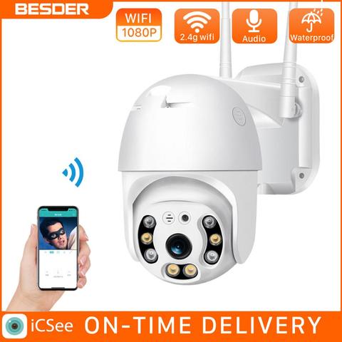 BESDER-cámara IP PTZ impermeable para exteriores, Webcam DE SEGURIDAD DE 2MP, con visión nocturna, HD, 1080P, Dual, Wifi, iCSee ► Foto 1/6