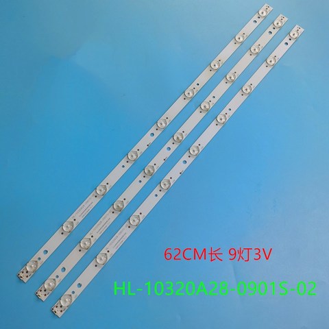 3 unids/set 9LED 620mm tira de LED para iluminación trasera para 32/147I-GB-5B-HKUP-UK BLAUPUNKT B32A147TCHD HL-10320A28-0901S-02 A3 358P207850B ► Foto 1/4