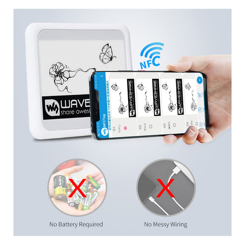 4.2 pulgadas 400X300 NFC pasivo Comunicación de campo cercano Fuente de alimentación inalámbrica e-Paper Módulo de pantalla de visualización E-INK ► Foto 1/6