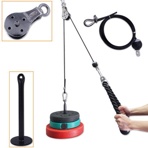 ejercicio en casa Sistema de Cable de polea de Fitness DIY Pin de carga de elevación cuerda para tríceps máquina de entrenamiento longitud ajustable inicio gimnasio accesorios deportivos ► Foto 1/6