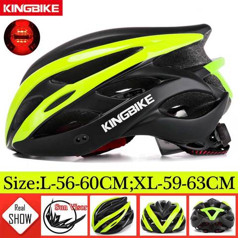 KINGBIKE bicicleta nueva cascos ciclismo cascos con advierto luz MTB casco de bicicleta de carretera casco ciclismo Ultra-luz transpirable ► Foto 1/6