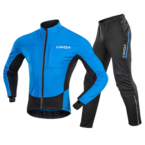 Lixada-Conjunto de ropa de ciclismo para hombre, impermeable, Polar, térmico, para montar en bicicleta, chaqueta y pantalones, ropa deportiva, Invierno ► Foto 1/6