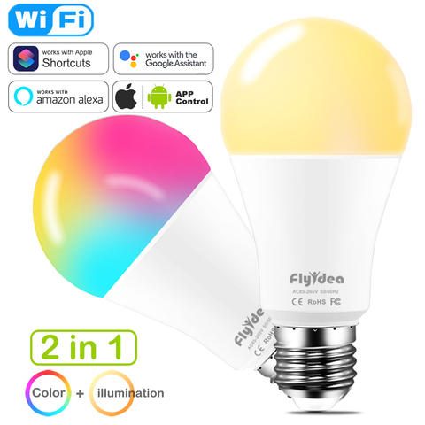 Bombilla inteligente regulable con cambio de Color, 15W, WiFi, RGB, E27, 220V, 110V, funciona con asistente de Google, Alexa, Siri, Control por voz ► Foto 1/6