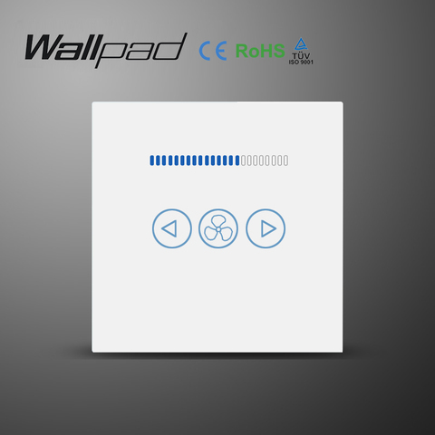 Wallpad EU UK Panel de vidrio estándar nuevo 220V controlador ajustable táctil interruptor de pared ventilador controlador de velocidad, AC 110 ~ 250V ► Foto 1/1