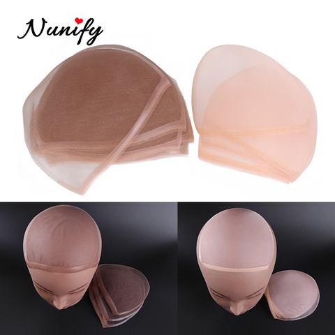 Nunify-1 unids/lote de Peluca de encaje suizo, Mono de red Beige, red elástica ajustable, redecilla de pelo, gorros de encaje suizo, encaje Invisible Frontal ► Foto 1/6