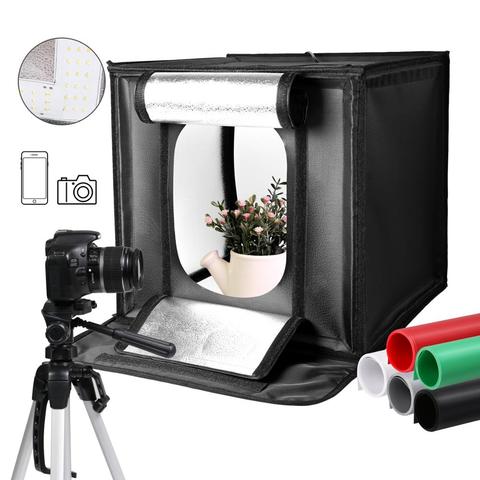 40cm * 40cm 15,5 pulgadas LED plegable estudio fotográfico Softbox caja de luz carpa blanca Verde Negro Fondo accesorios caja Luz ► Foto 1/5