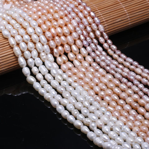 Perlas naturales de agua dulce, cuentas sueltas en forma de arroz de alta calidad para bricolaje, collar elegante, pulsera, fabricación de joyería de 5-6MM ► Foto 1/5