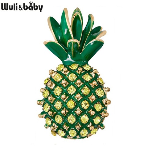 Wuli & baby-broches de piña para mujer, broche informal esmaltado de frutas para fiesta, regalos ► Foto 1/6