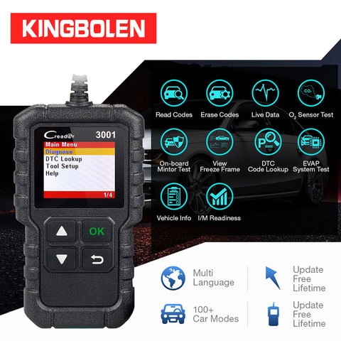 LAUNCH-herramienta de diagnóstico automático CR3001 V2.0, lector de código de actualización OBDII/EOBD, lector de datos OBD2, escáner Creader 3001 KW590 YA101 ► Foto 1/6