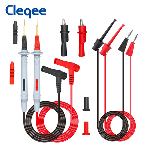 Cleqee P1506C multímetro Kit de cables de prueba con empuje en pinzas de cocodrilo Banana macho a Minigrabber gancho de prueba Cable ► Foto 1/6