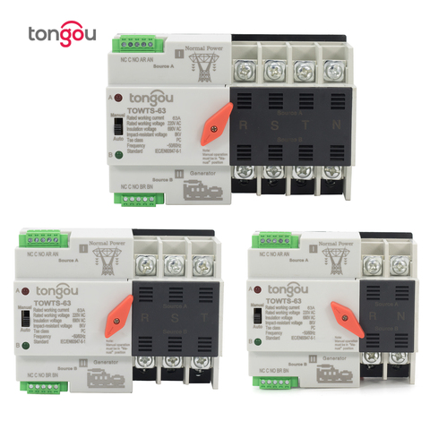 2 P/3 P/4 P 16A 63A 100A ATS interruptor de transferencia automática eléctrica interruptores selectores interruptor de alimentación doble 220V Mini ATS TOWTS-100 ► Foto 1/6