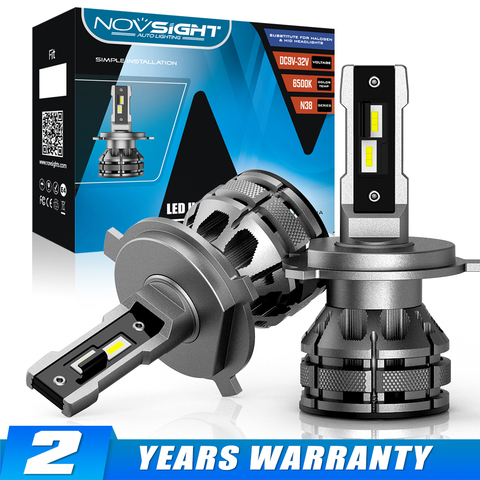 NOVSIGHT Led H4 bombillas de faro delantero de coche H7 H1 H3 H11 H13 9005 9006 Mini tamaño 80W 15000LM 6500K decodificador enchufe y faro de coche ► Foto 1/6