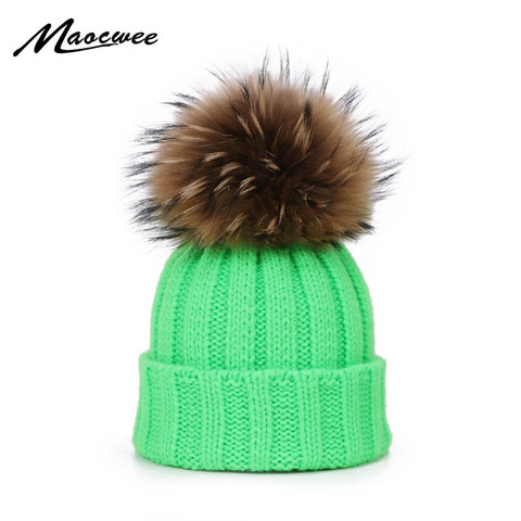 Gorro con pompón de piel auténtica de invierno para mujer y hombre, gorro grueso y cálido con pompón de piel Natural, gorro de esquí, gorro y máscara para la cara de cráneo de pasamontañas ► Foto 1/6