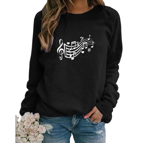 Sudadera con capucha para mujer, con estampado de letras de corazón y notas musicales, ropa para Parte Superior Femenina, de primavera e invierno, regalo para Dulce Amante y artistas ► Foto 1/6