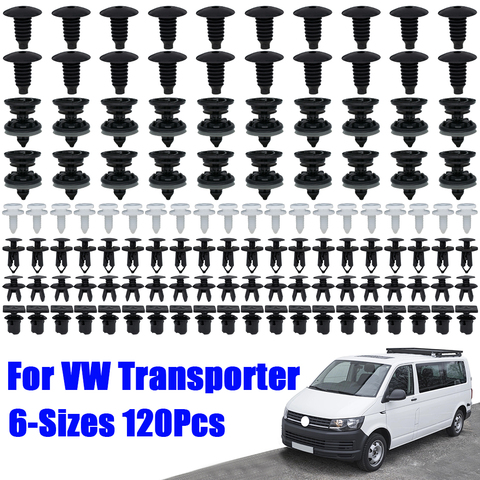 Paneles embellecedores de puerta de coche, Clips de empuje para carrocería, remache Interior de techo, alfombra, retenedor para VW Transporter T4 T5 T6, 6 tamaños, 120 Uds. ► Foto 1/6