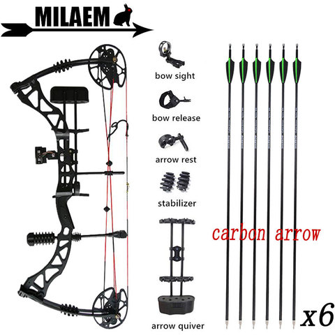 Juego de arco y flecha compuesto QIN de 30-70 libras para tiro con arco Carbow Arrow IBO329FPS 85%, proporción de ahorro de mano de obra, accesorios de caza ► Foto 1/6