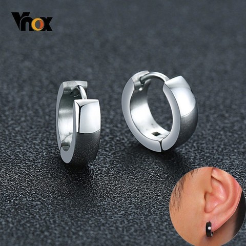 Vnox-pendientes de aro pequeño para mujer y hombre, aretes sencillos de acero inoxidable, informales, varios colores ► Foto 1/6