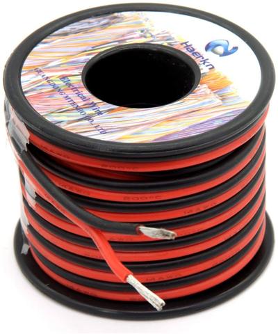 Cable eléctrico de silicona de 14 awg, 2 conductores, Línea alámbrica paralelo de 15m, negro, 7,5 m, rojo, 7,5 m, cobre estañado de oxígeno ► Foto 1/6