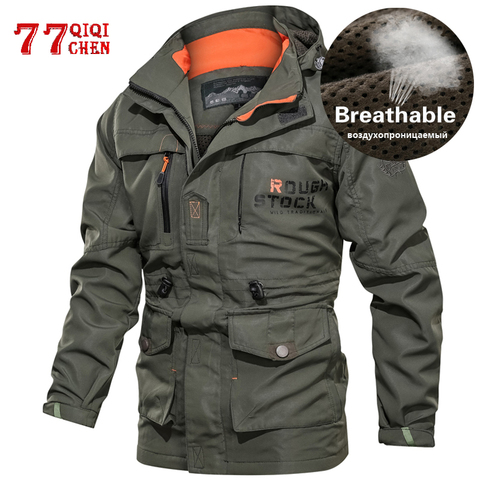 Chaqueta táctica para hombre, abrigo militar de secado rápido para otoño, cazadora con capucha y múltiples bolsillos para hombre, chaqueta impermeable de talla grande 6XL ► Foto 1/6