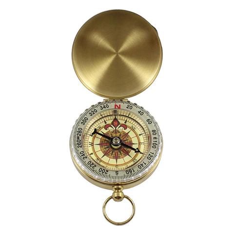 Reloj de bolsillo clásico dorado luminoso, llavero de latón, portátil, para acampada, senderismo, brújula, navegación de precisión al aire libre ► Foto 1/6