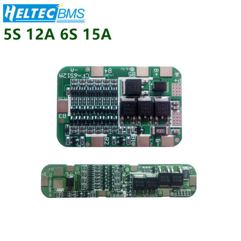 5S 12A/6S15A V 18V 24V de litio Placa de protección para 5/6 paquete 18650 PCB BMS Li-Ion batería para ► Foto 1/5