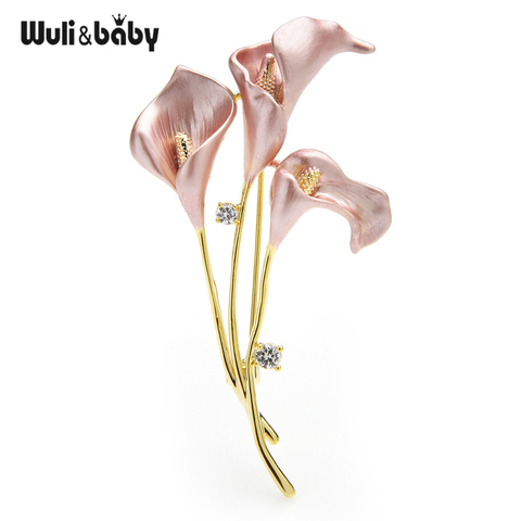 Wuli & baby-broches de lirio de esmalte para mujer, 3 colores, para bodas, banquetes, oficina, alfileres, regalos ► Foto 1/5