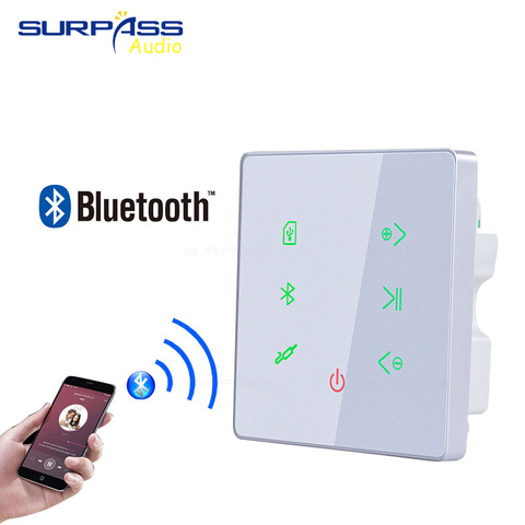 Amplificador de pared con Bluetooth para el hogar, tarjeta USB/SD para Panel estéreo, reproductor de sonido, Sistema de música de fondo para hogar inteligente, 86 estándar ► Foto 1/6