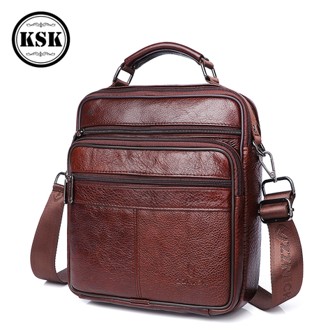 Bolso de hombro de piel auténtica para hombre, bandolera de mano de lujo, a la moda, con solapa, KSK ► Foto 1/6