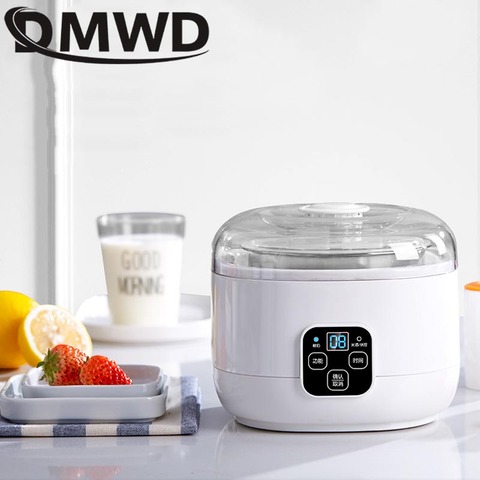 DMWD-máquina eléctrica automática para hacer Yogurt, recipiente de acero inoxidable multifunción Leben, nato, máquina de vino, arroz, cuatro tazas de Yogurt, 1L ► Foto 1/4