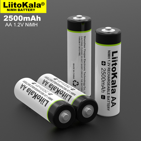 4 unids/lote nueva Liitokala AA de 1,2 V 2500mAh Ni-MH batería recargable aa para pistola de temperatura ratón de control remoto juguete baterías ► Foto 1/4