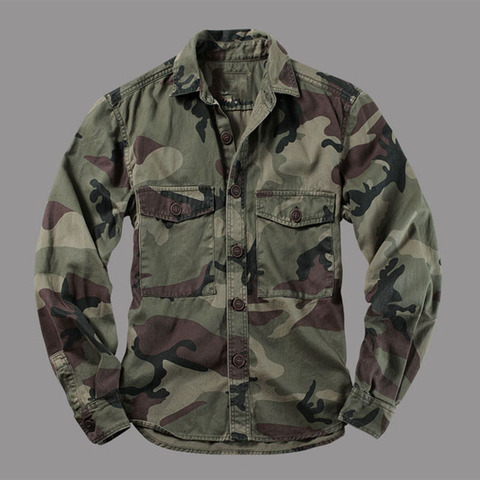 Camisas tácticas militares de camuflaje para hombre, Camisa de algodón resistente al desgaste transpirable, entrenamiento de escalada, caza, partes de arriba militares ► Foto 1/6