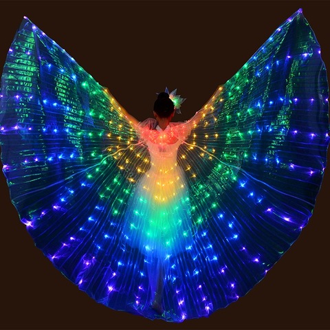 Alas LED para danza del vientre, alas fluorescentes de colores para halloween, baile con brillo de mariposa, navidad ► Foto 1/5