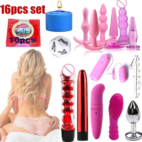 Conjunto de 16 Uds. De Juguetes sexuales para hombres y mujeres, Juguetes de gelatina con tapón Anal, cuentas para glúteos, sensación de piel verdadera, productos sexuales para adultos ► Foto 1/6